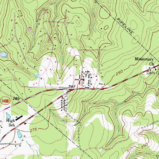 Topographic Map of Magnolia Church of God in Christ, TX