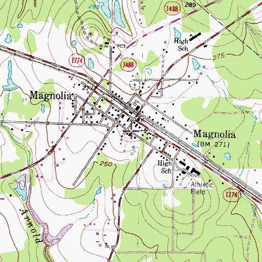Topographic Map of Magnolia United Methodist Church, TX
