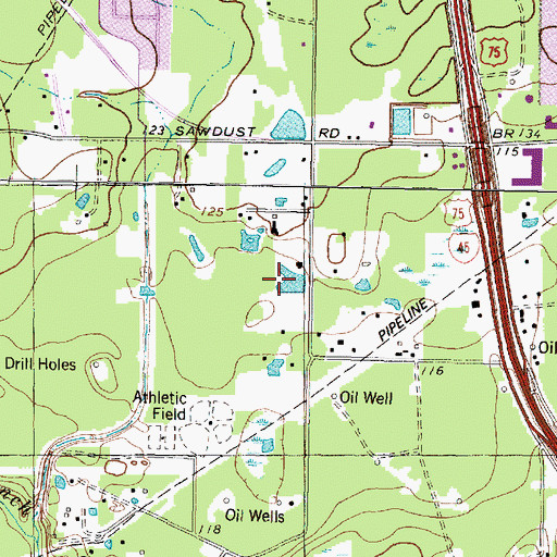 Topographic Map of Woodlands Tabernacle United Pentecostal Church, TX