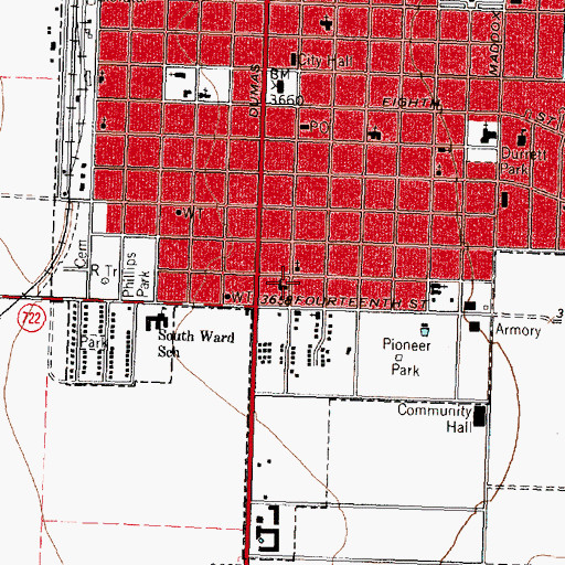 Topographic Map of Southside Baptist Church, TX