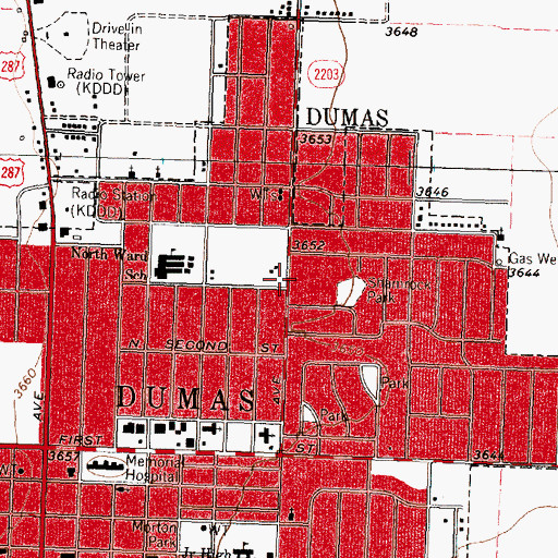 Topographic Map of Temple Baptist Church, TX