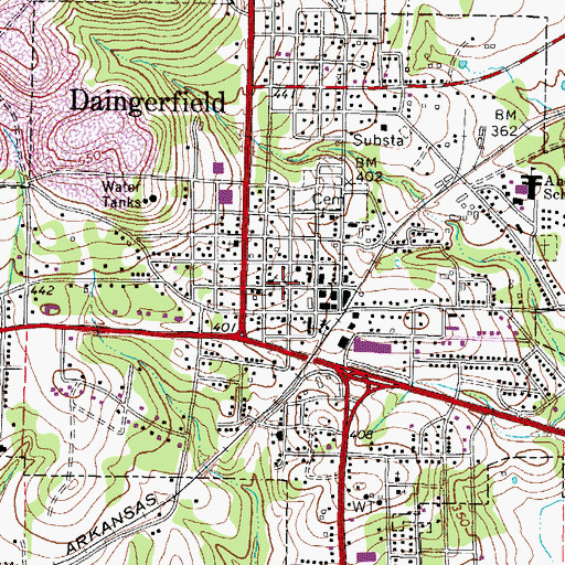 Topographic Map of First United Methodist Church - Daingerfield, TX