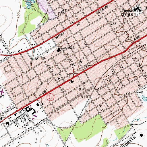 Topographic Map of Emmanuel Baptist Church, TX