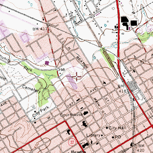 Topographic Map of Friendship Missionary Baptist Church, TX