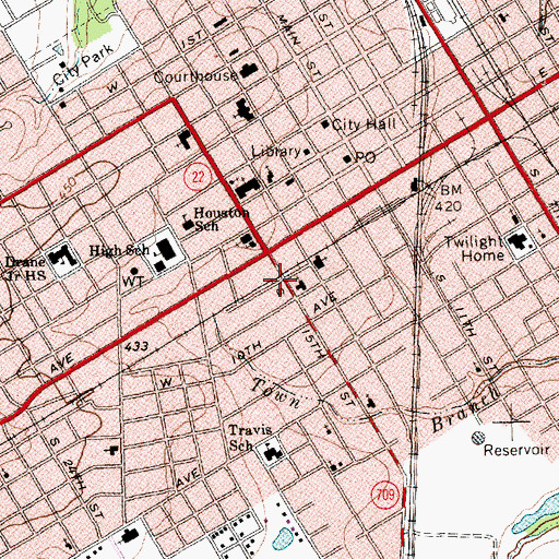 Topographic Map of Missionary Baptist Church, TX
