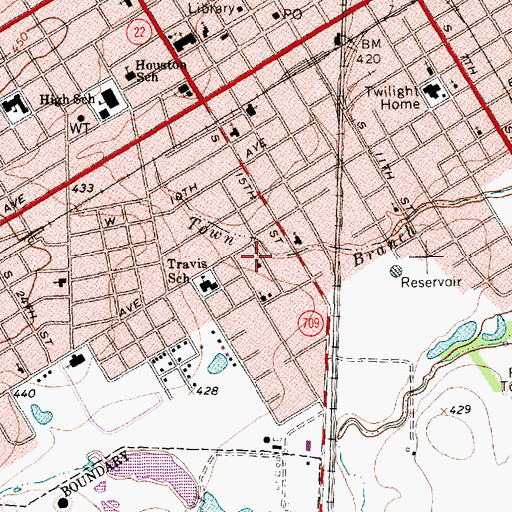 Topographic Map of Providence Primitive Baptist Church, TX
