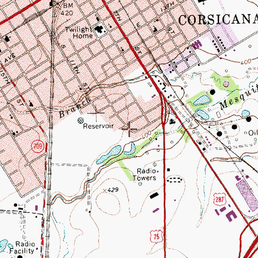 Topographic Map of Saint Johns Baptist Church, TX