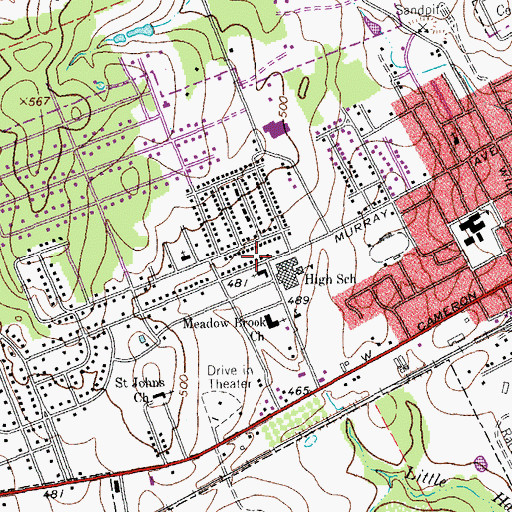 Topographic Map of Church of Christ, TX