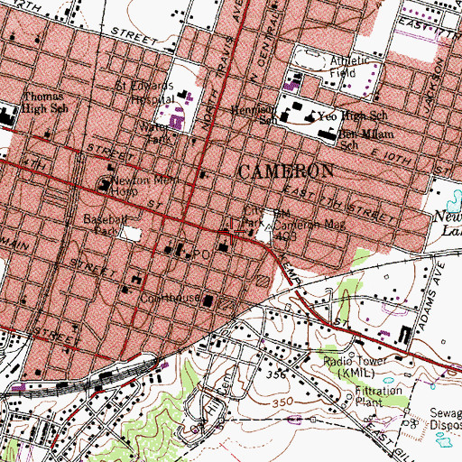 Topographic Map of First Presbyterian Church, TX