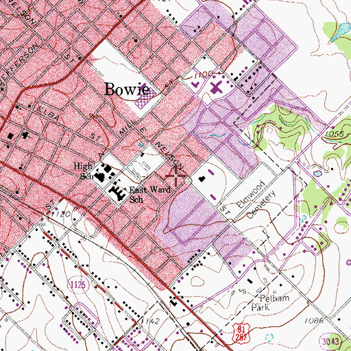 Topographic Map of East Side Baptist Church, TX