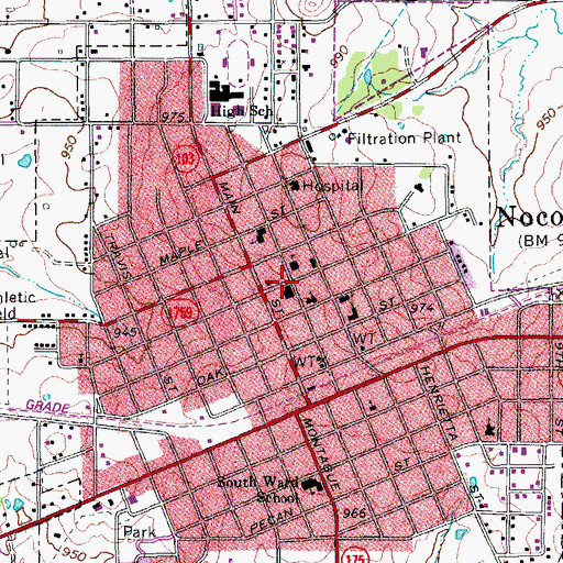 Topographic Map of First Baptist Church, TX
