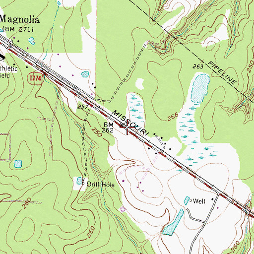 Topographic Map of Magnolia Baptist Church, TX