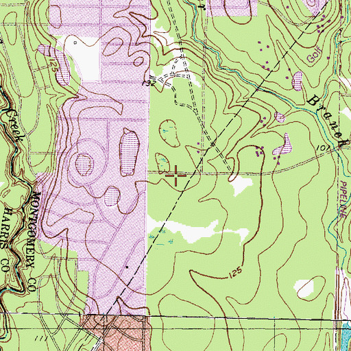 Topographic Map of Sawdust Road Baptist Church, TX