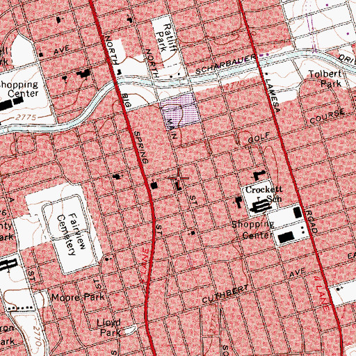 Topographic Map of United Methodist Church Saint Marks, TX