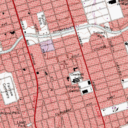 Topographic Map of Saint Andrews Presbyterian Mission Church, TX