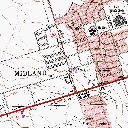 Topographic Map of Fellowship Community Church, TX