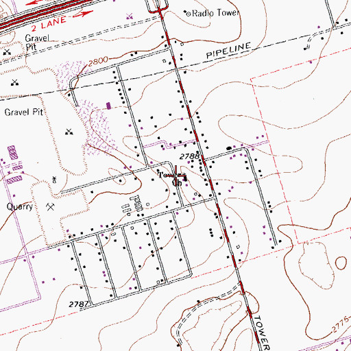 Topographic Map of Tower Church, TX