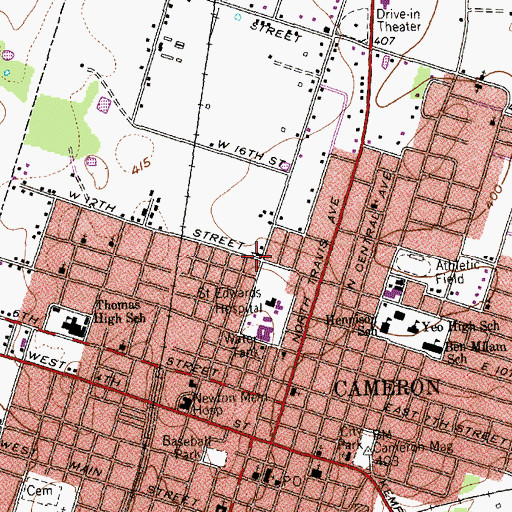 Topographic Map of Cameron Grove Baptist Church, TX
