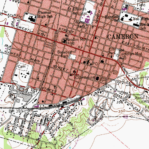 Topographic Map of First Baptist Church, TX
