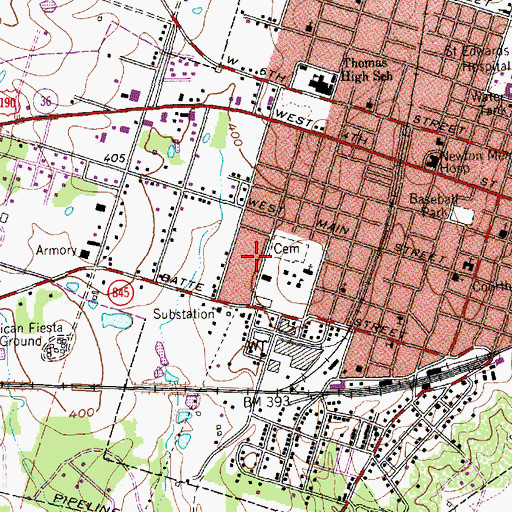 Topographic Map of Saint Monicas Catholic Church, TX