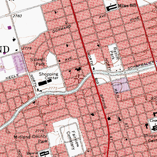 Topographic Map of Kelview Heights Baptist Church, TX