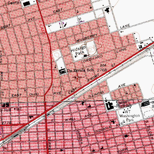 Topographic Map of Primera Iglesia Bautista Church, TX