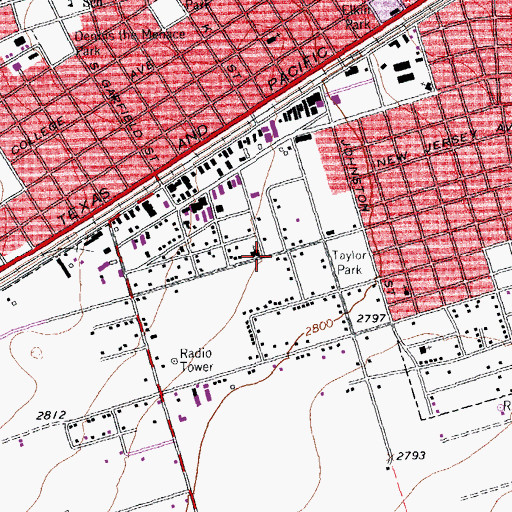 Topographic Map of South Memorial Baptist Church, TX