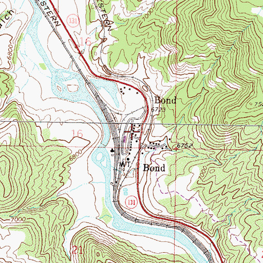 Topographic Map of Bond, CO