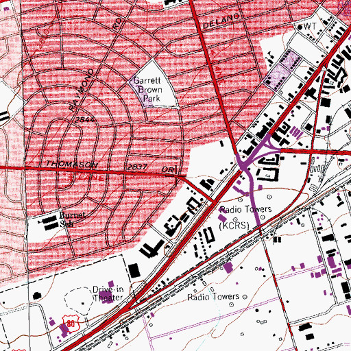 Topographic Map of Tall City Baptist Church, TX