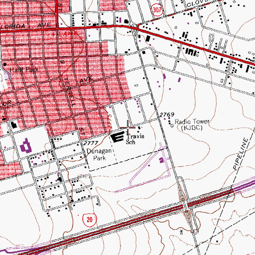 Topographic Map of Travis Baptist Church, TX
