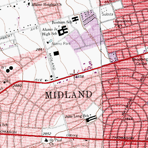 Topographic Map of Westside Baptist Church, TX