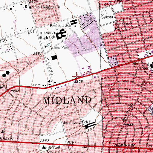 Topographic Map of Westside Free Will Baptist Church, TX