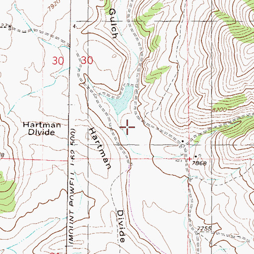 Topographic Map of Hartman Divide, CO