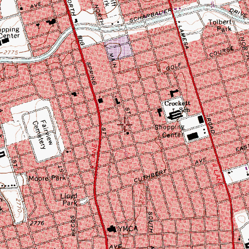 Topographic Map of Main Street Church of Christ, TX