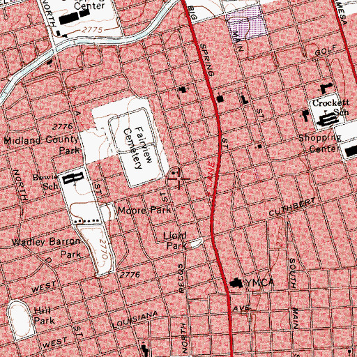 Topographic Map of Nobles Street Church of Christ, TX