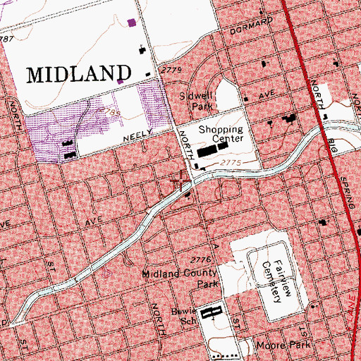 Topographic Map of Hope Lutheran Church, TX