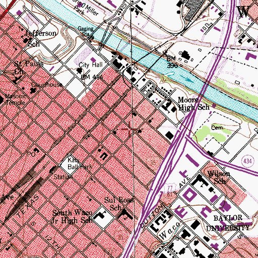 Topographic Map of Waco Spanish Seventh Day Adventist Church, TX