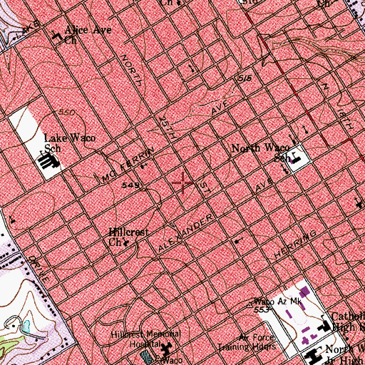 Topographic Map of Fellowship of Love Church, TX