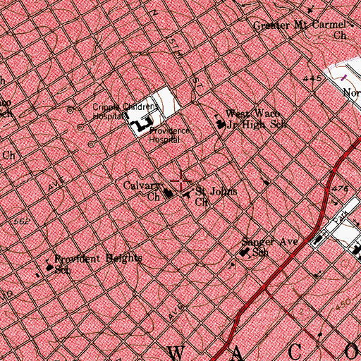 Topographic Map of Saint Johns Church, TX