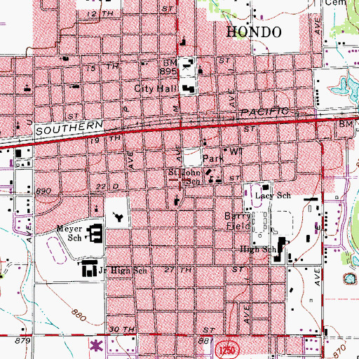 Topographic Map of Church of Christ, TX