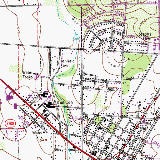 Topographic Map of Rose Hill Church of Christ, TX