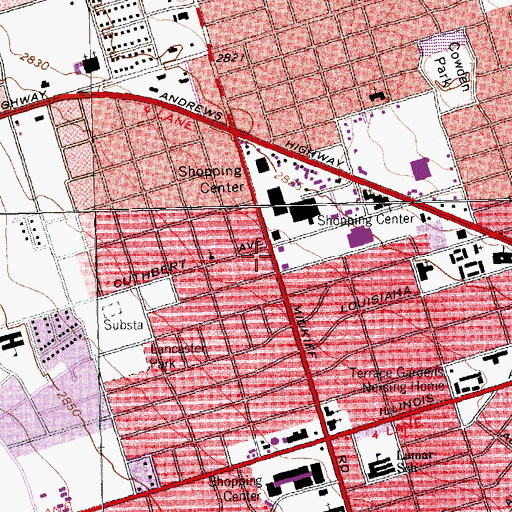Topographic Map of Cuthbert Avenue Baptist Church, TX