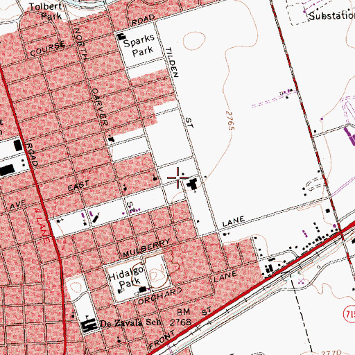 Topographic Map of Emmanuel Baptist Church, TX