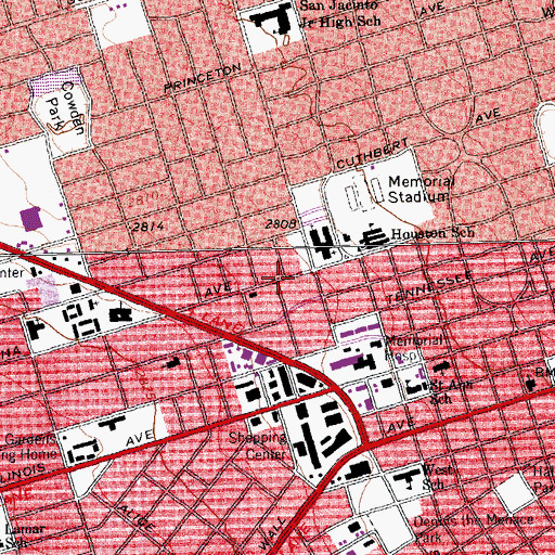 Topographic Map of First Baptist Church, TX