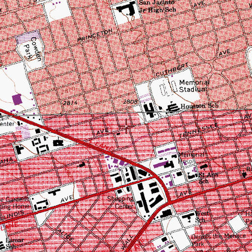Topographic Map of First Baptist Church Mission House, TX