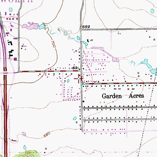 Topographic Map of Garden Acres Baptist Church, TX