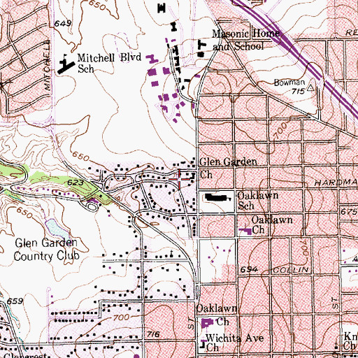 Topographic Map of Glen Garden Baptist Church, TX