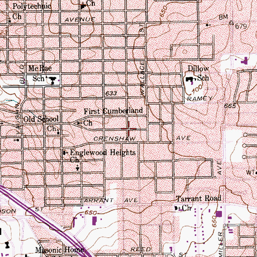Topographic Map of Glory Missionary Baptist Church, TX