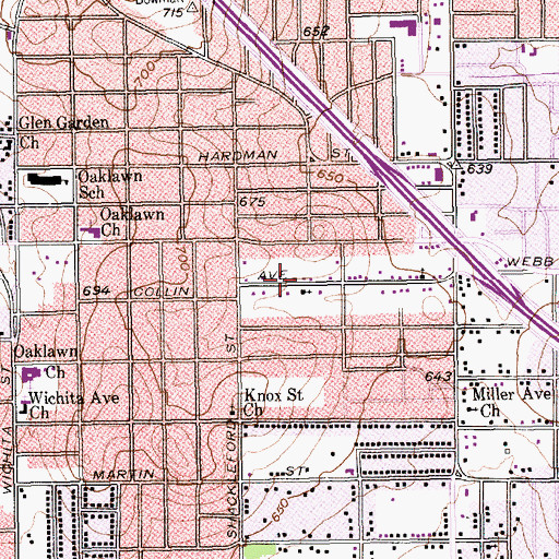 Topographic Map of Greater Love Baptist Church, TX