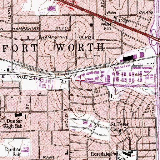 Topographic Map of Greater Mount Moriah Baptist Church, TX